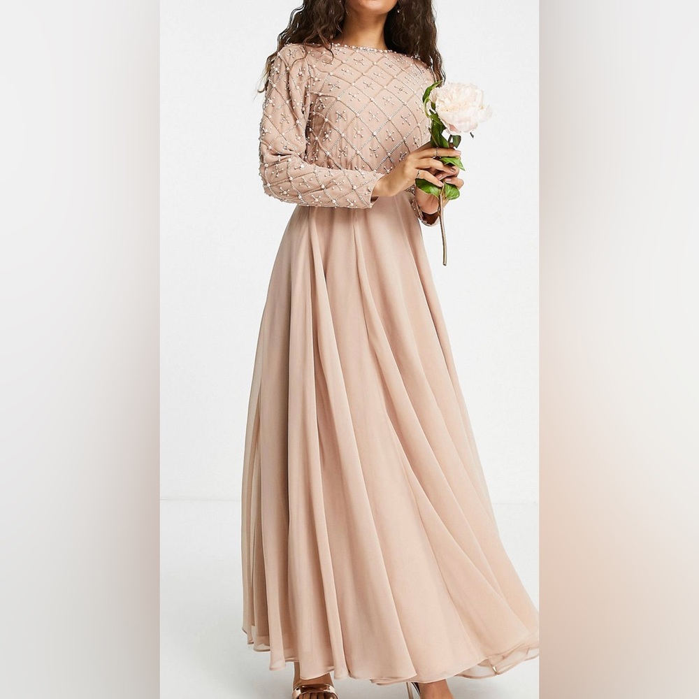 Petite Bridesmaid Maxi dress with beaded embellishment